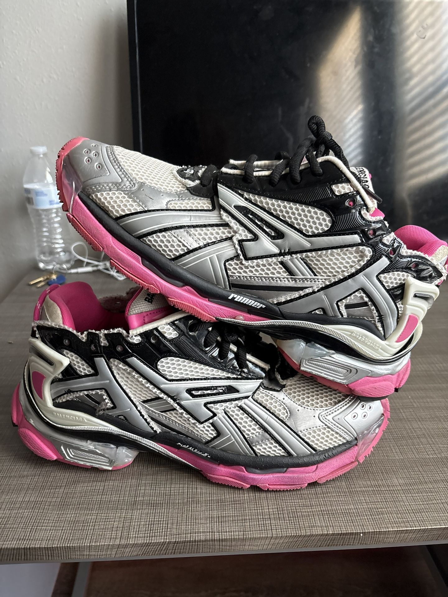 Balenciaga Runner Sneakers – Black & Pink – Size 46
