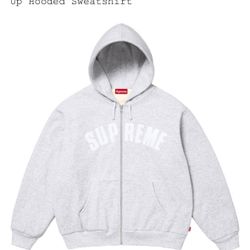 Size L Arc Thermal Lined Zip Up Hooded Sweatshirt Ash Grey