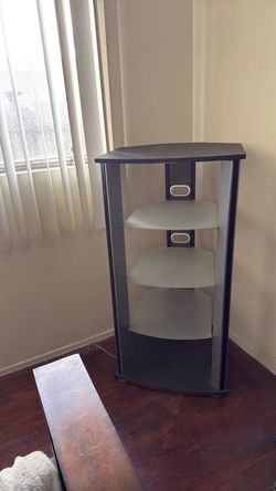 4-Tier Media Tower Stand with Glass Shelves