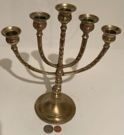 Vintage Metal Brass Candlestick Holder, 10 1/2" x 8 1/2", Religious, Quality, Heavy Duty, Home Decor, Table Display, Shelf Display, This Can Be Shined