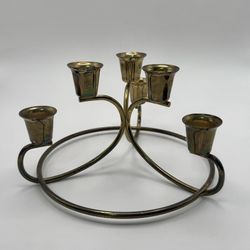 Vintage MCM Brass Tiered Candle Holder for 6 Candles - 7”