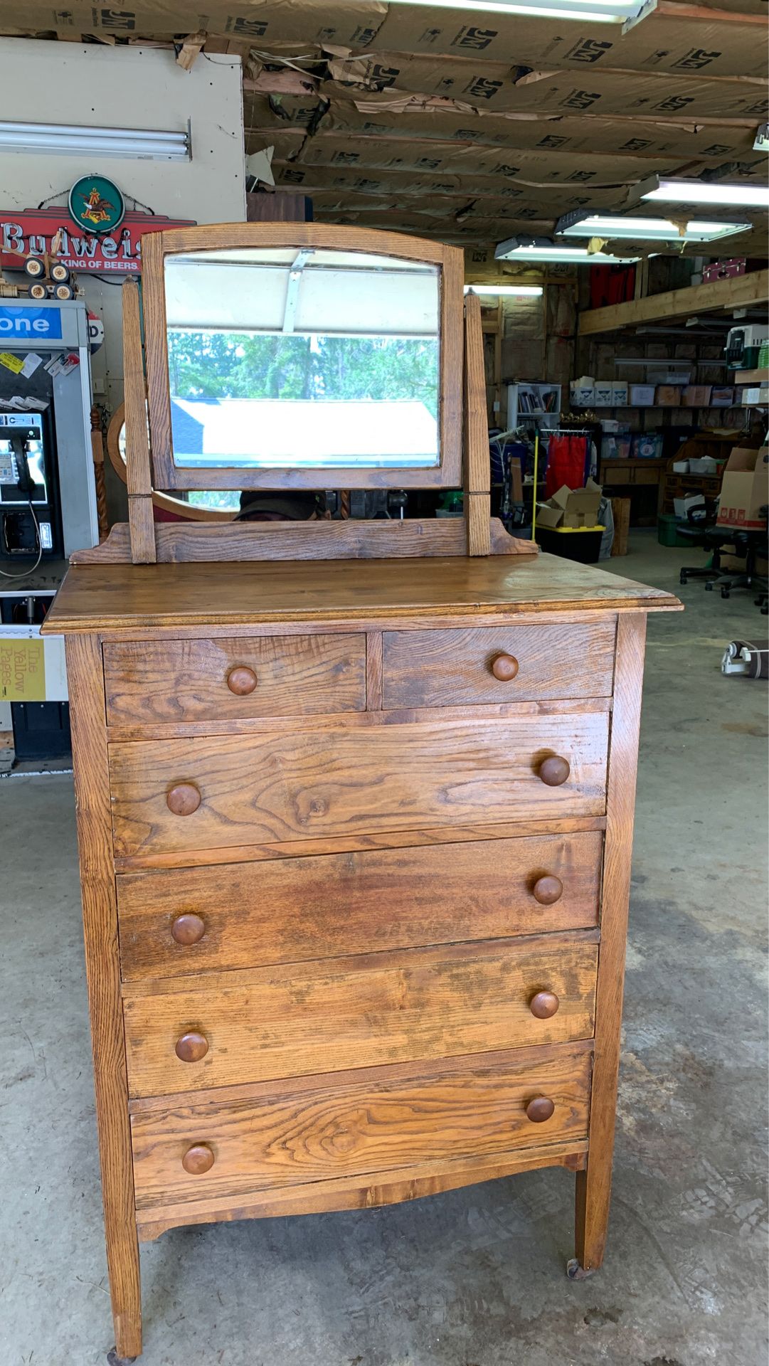 Antique 6 drawer dresser with mirror