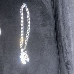 Brand New White Gold Plated Cubic Z Necklace With Charm