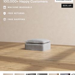 New Modular Performance Ottoman in Ash | Deluxe Blend  New Ottoman 34” X 34”