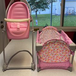 Baby Doll High Chair And Crib Set