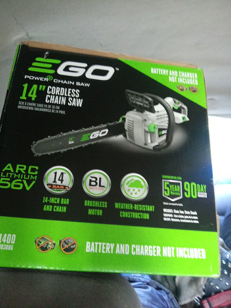 Brand new still in the box Ego chainsaw 270 new..i can get you two batterys and a charger for it for an extra 80