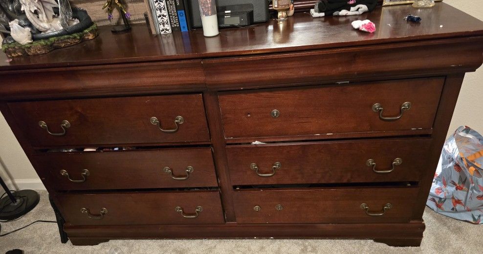 Wooden DRESSER with Mirror & 2 Side Tables