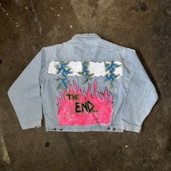 Vintage Denim Jean Jacket With Painted The End Boxy Fit