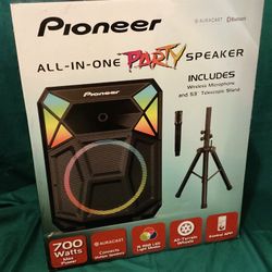 Pioneer PSX615 700W Bluetooth Party Speaker - Karaoke (2 Mics+Guitar), LED Lights, Wheels, FM