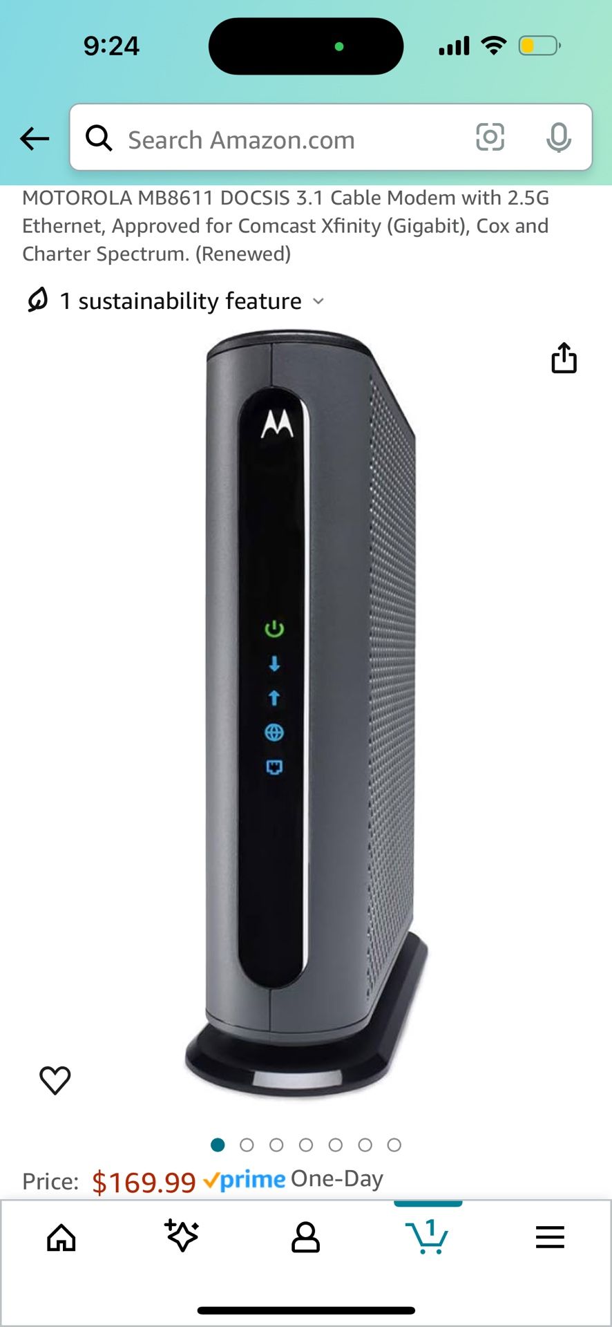 Brand New MOTOROLA MB8611 DOCSIS 3.1 Cable Modem with 2.5G Ethernet, Approved for Comcast Xfinity (Gigabit), Cox and Charter Spectrum