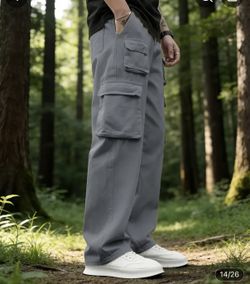 Men’s Cargo Pants Loose-Fit Size Large Grey