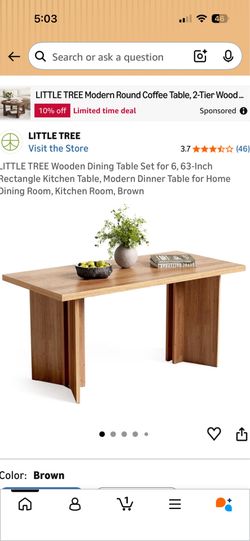 LITTLE TREE Wooden Dining Table Set for 6, 63-Inch