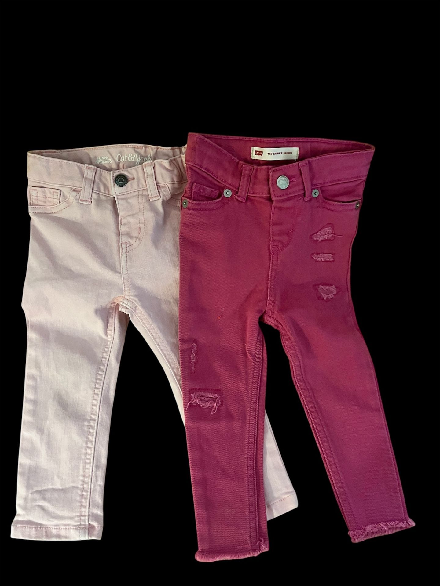 Girls 18 Months Levi’s And Cat & Jack Adjustable Fashion Jeans Bundle 
