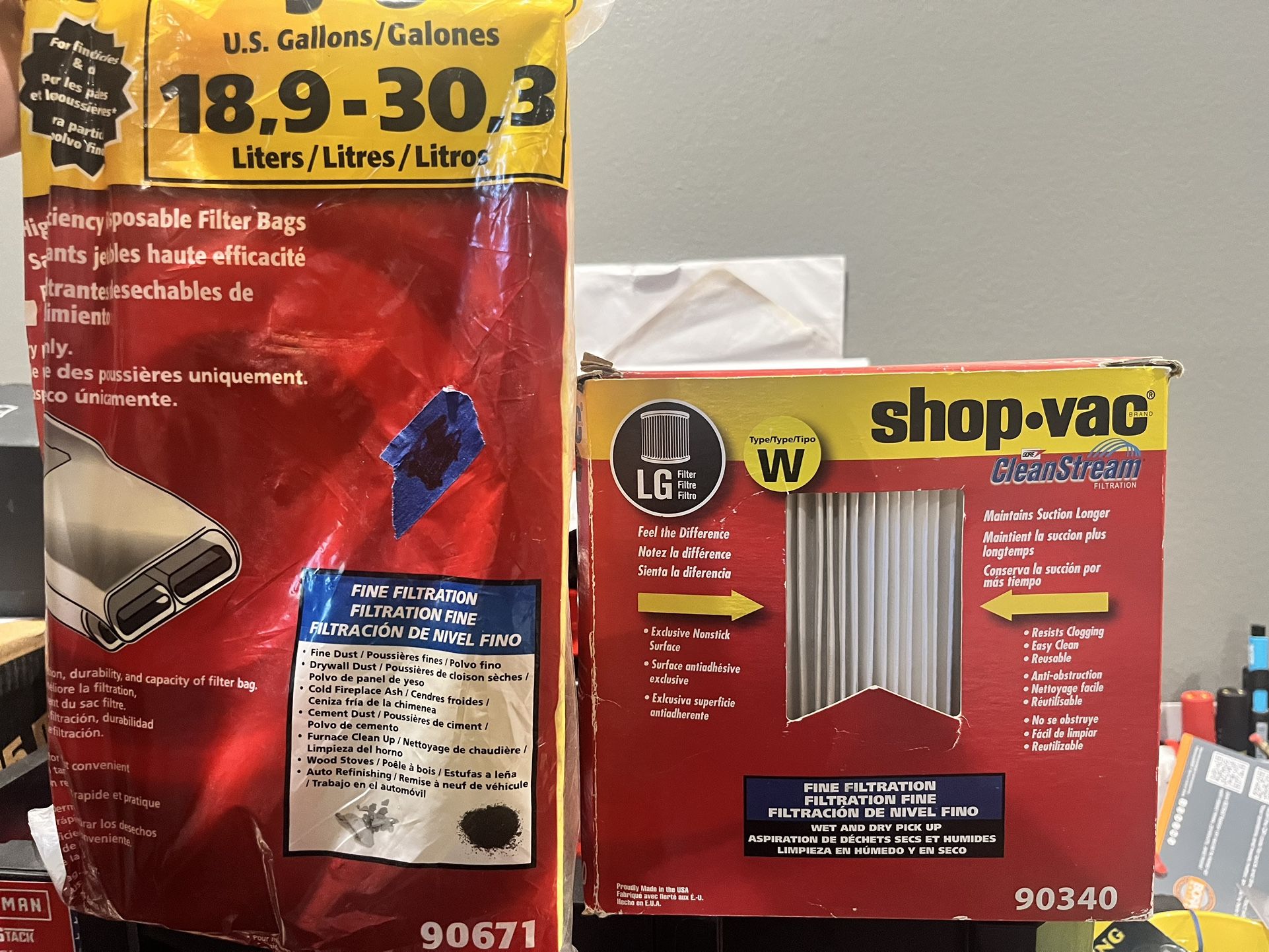 Shop vac Filter And Bag