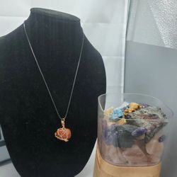 Handmade copper wrapped Tumbled red Jasper pendant Chakra Necklace 