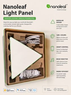 Nanoleaf Aurora Smart LED Light Panels Starter Kit – Triangle Panels w/ Controller & Power Supply