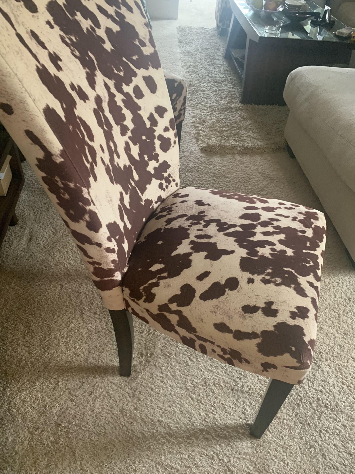 A set on cow print furniture