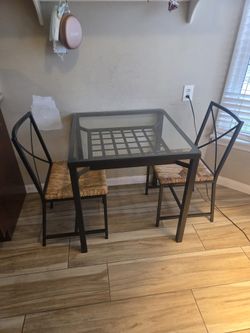 Glass Top Dining Table with 2 Chairs