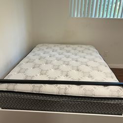 Mattress (full Size) and White Bed Frame.