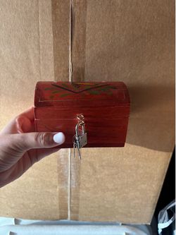 Hand painted wooden butterfly keepsake box with lock