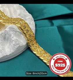 24k wide gold bracelet with designs