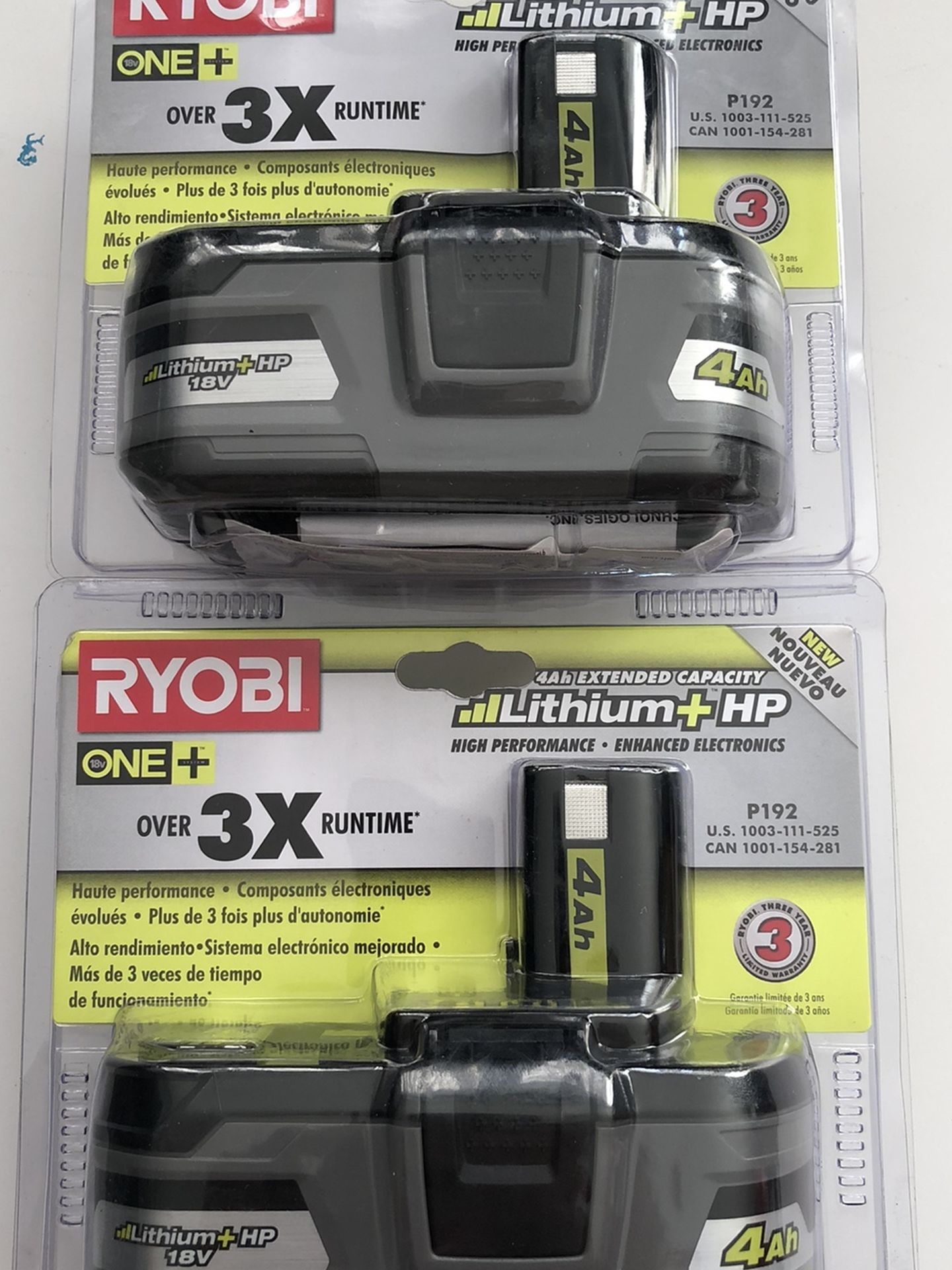 RYOBI 18-Volt ONE+ Lithium-Ion 4.0 Ah LITHIUM+ HP High Capacity Battery Each ๐