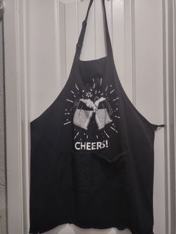 Cheers Beer Mug Apron Black Adjustable BBQ Grilling Cooking Apron with Pockets