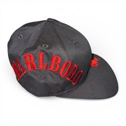 Vintage Marlboro Black & Red Embroidered Snapback Hat