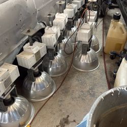 eight Large Industrial Overhead Lights