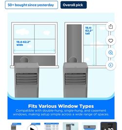 Midea 6,000 BTU Portable Air Conditioner with Wi‑Fi, 2‑Speed, 250 Sq Ft Coverage, Gray