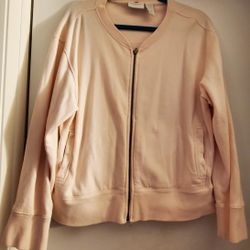 Liz Claiborne Heavy Pink Zippered Sweatshirt - XL