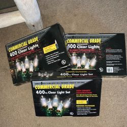 Lot Of Three Boxes- Commercial Grade 400 Clear Indoor/outdoor Christmas Lights.