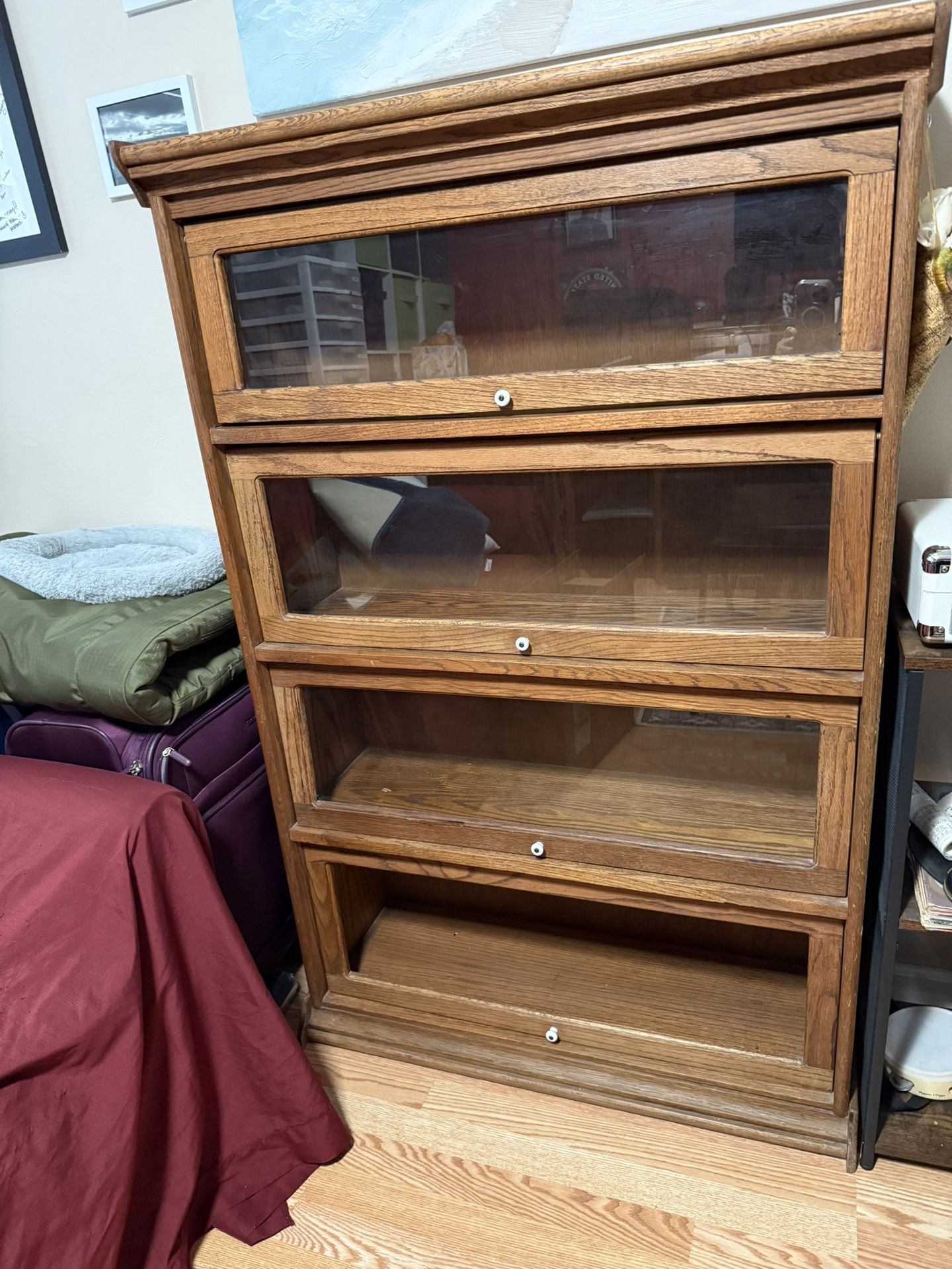 Solid Wood Oak Bookcase-4 Shelves
