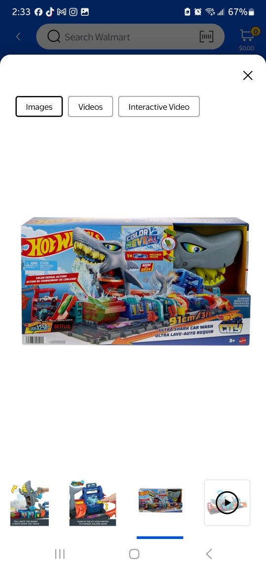 Hot Wheels City Ultra Shark Car Wash With Color Reveal Toy Car in 1:64 scale