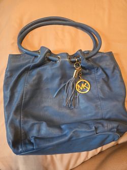 Michael Kors Blue Leather Tote Bag