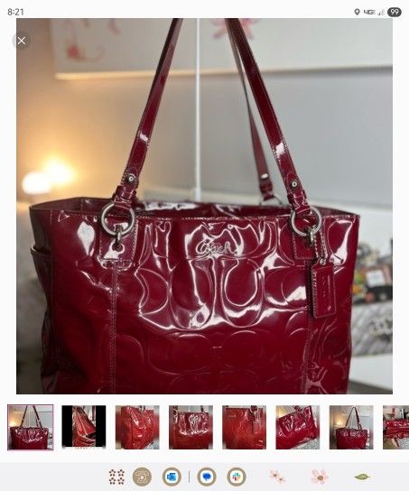 2011 VINTAGE COACH GARNET EMBOSSED PATENT LEATHER Tote Bag