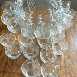 Vintage Glass Punch Bowl