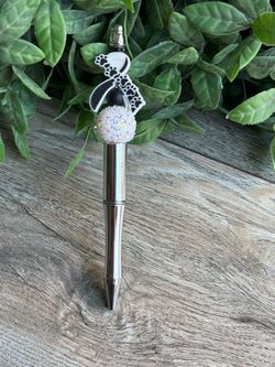 Beaded Paw Print Ribbon Ballpoint Pen