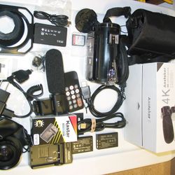 Ansteker 4K 24FPS 24MP Digital Video UHD Camcorder w/IR NightShot & Wide Angle Lens Adapter