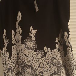 Ashley Stewart Black and White Floral Lace Midi A-Line Skirt 22/24 NWT