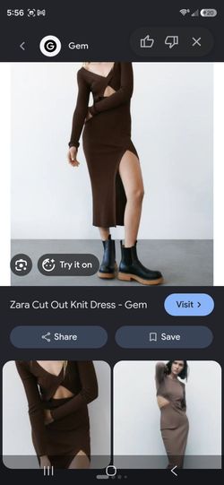 Ribbed Brown Long Dress Cut Out