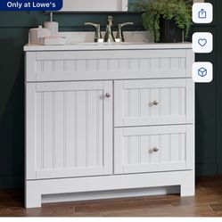 36” White Vanity With Top 