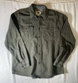 Dakota Grizzly XL Green Flannel Button Up Shirt Flap Pocket Outdoor