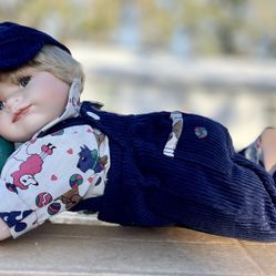 VINTAGE G. Wolff Porcelain Crawling Baby - 11" Male - Sammy -Signed - Cloth Body