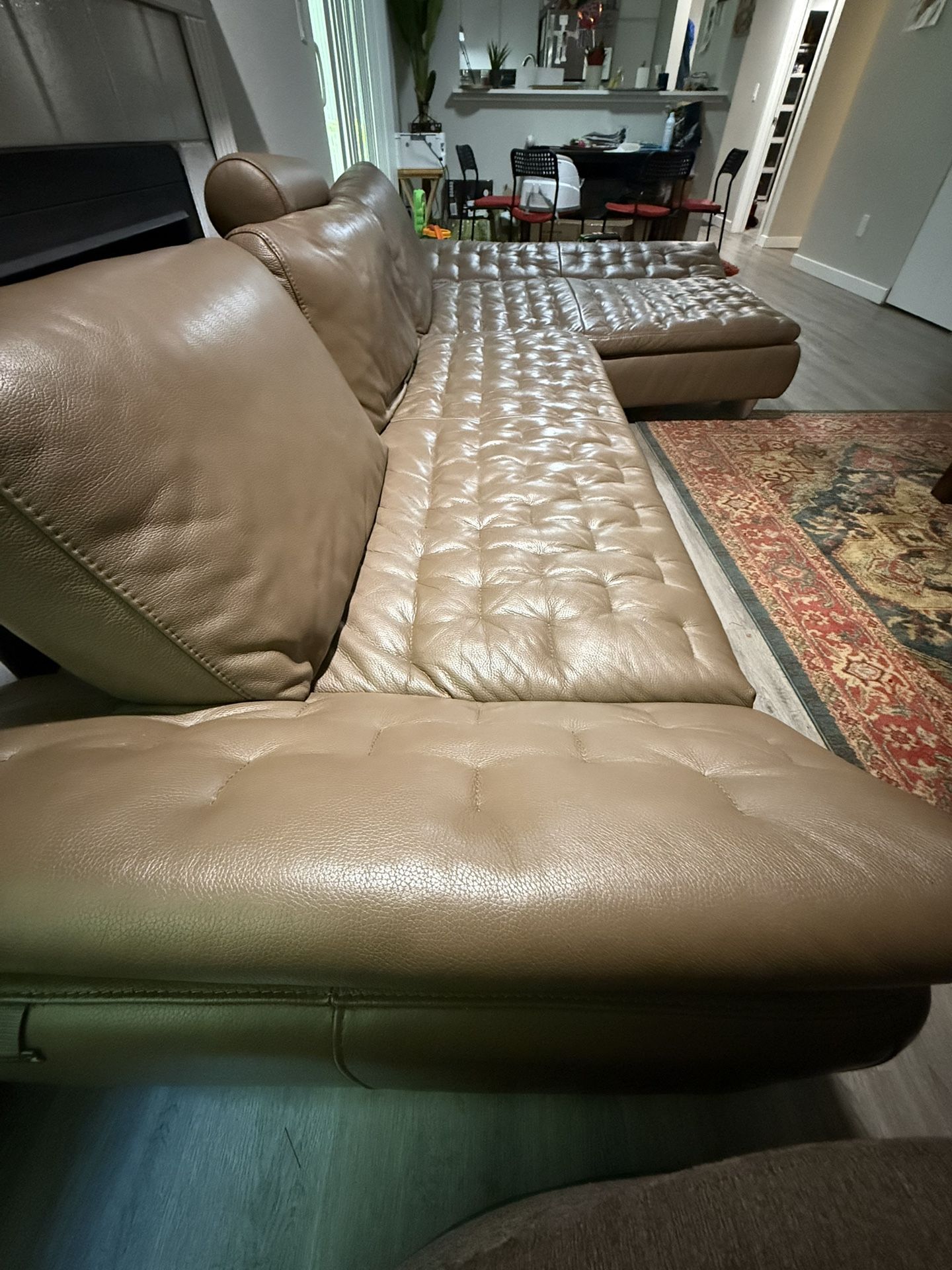 Elite Italian Leather Sectional Sofa + Chaise Lounge