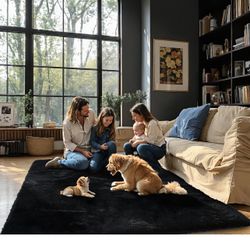 Brandnew Small Area Rugs 3x5, Non-Shedding Indoor Shaggy Rug for Living Room Home Decor(3 x 5, Black)