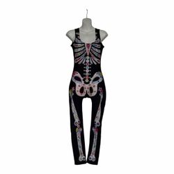 Catrina  Dia De Muertos, Skeleton Adult Women’s Halloween Costume. Size Medium (New) *Jumpsuit *Stickers.