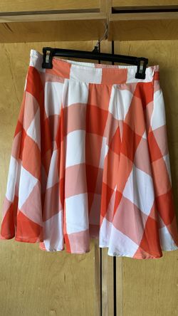 Maison Jules A-Line Skirt – Size M – Coral & White Pattern