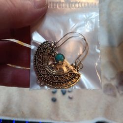 Dangle Earrings  Woth A Turquoise  Bead 