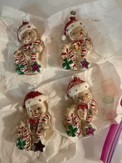 CHRISTMAS GLASS GINGERBREAD ORNAMENTS